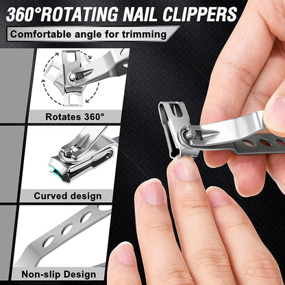 7-Piece Professional Ingrown Toenail Tool Kit - Stainless Steel Precision Pedicure Set with Black Eagle-Nose Clippers & Leather Storage Case VXN Beauty