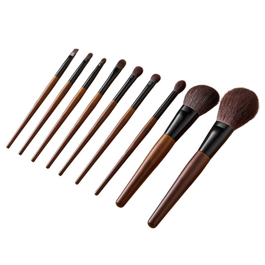 9-Piece Makeup Brush Set for Foundation Blending Eyeshadow, Professional Makeup Brush Kit with Soft Natural Wool & Vegan Synthetic Bristles, Ergonomic Wood Handle, Travel-Friendly Storage Bag VXN Beauty
