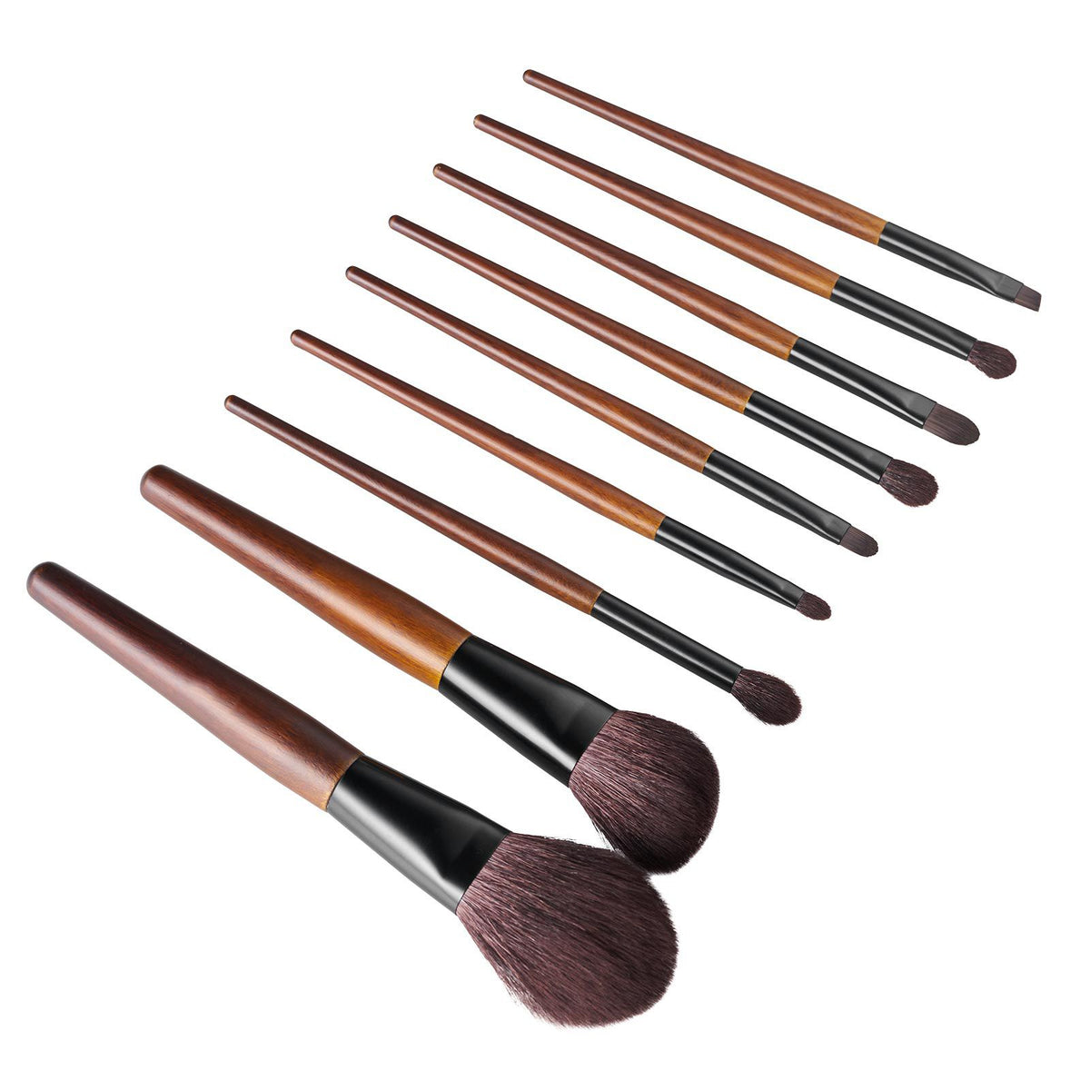 9-Piece Makeup Brush Set for Foundation Blending Eyeshadow, Professional Makeup Brush Kit with Soft Natural Wool & Vegan Synthetic Bristles, Ergonomic Wood Handle, Travel-Friendly Storage Bag VXN Beauty