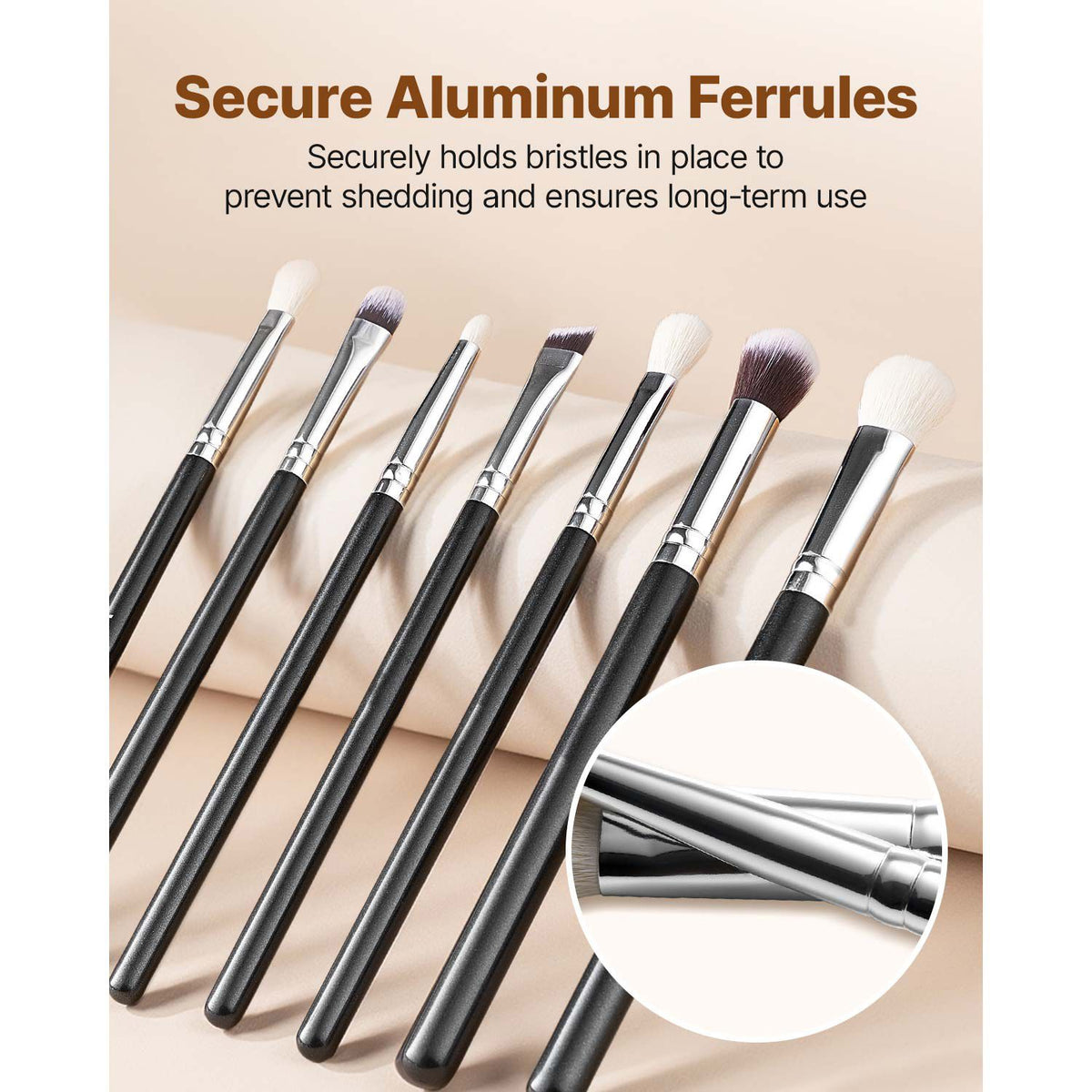 15-Piece Makeup Brush Set for Foundation Blending Eyeshadow, Professional Vegan Brushes with Soft Synthetic Bristles, Ergonomic Wood Handle & Aluminum Ferrule, Portable and Travel-Friendly VXN Beauty