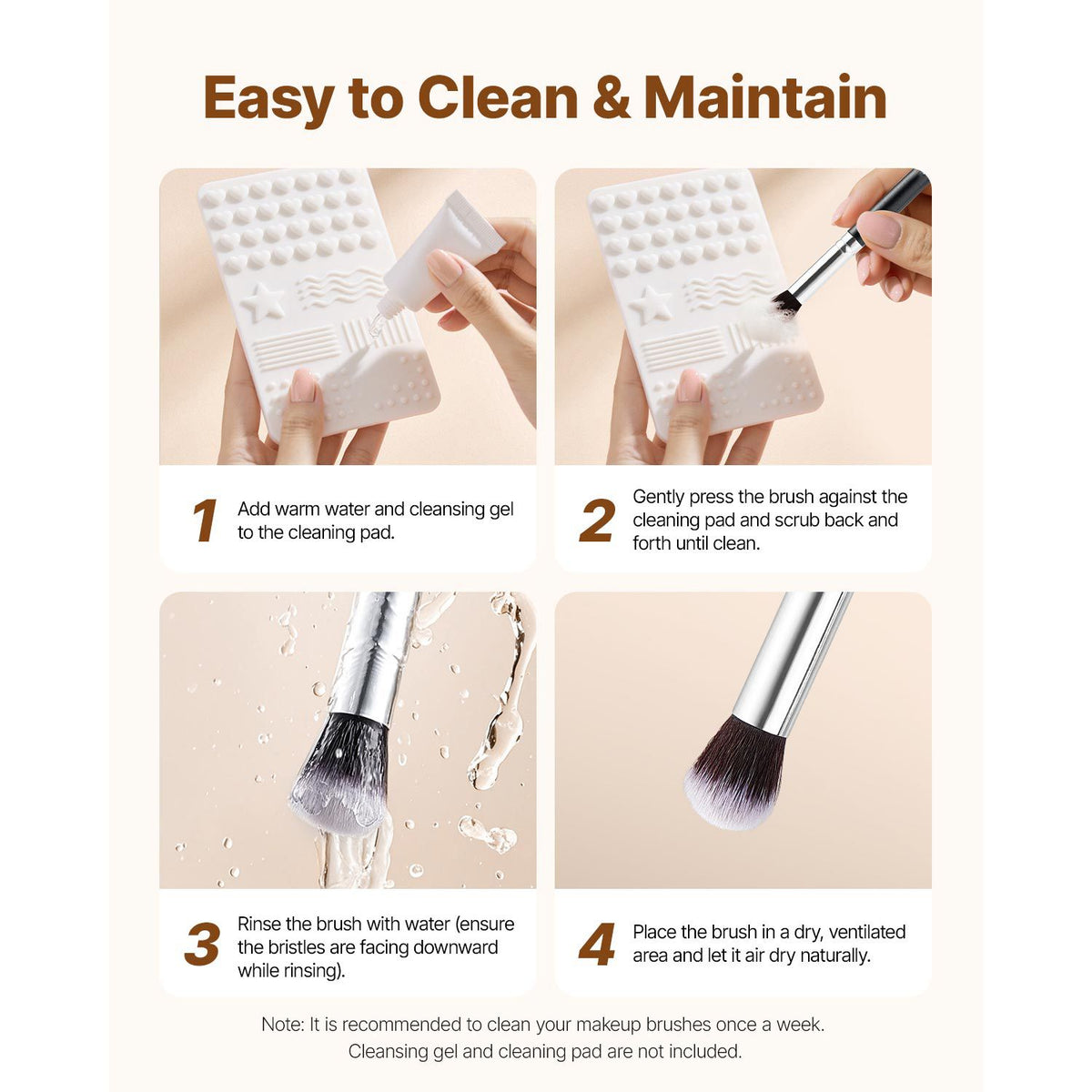 15-Piece Makeup Brush Set for Foundation Blending Eyeshadow, Professional Vegan Brushes with Soft Synthetic Bristles, Ergonomic Wood Handle & Aluminum Ferrule, Portable and Travel-Friendly VXN Beauty