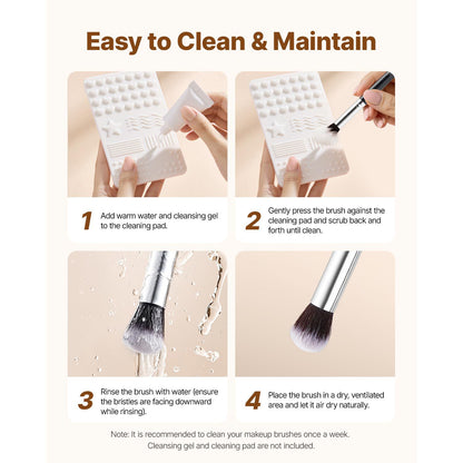 15-Piece Makeup Brush Set for Foundation Blending Eyeshadow, Professional Vegan Brushes with Soft Synthetic Bristles, Ergonomic Wood Handle & Aluminum Ferrule, Portable and Travel-Friendly VXN Beauty