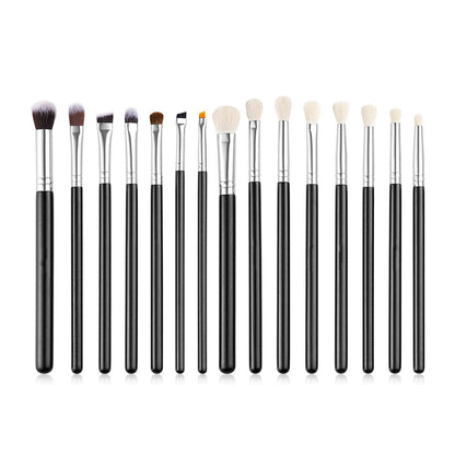 15-Piece Makeup Brush Set for Foundation Blending Eyeshadow, Professional Vegan Brushes with Soft Synthetic Bristles, Ergonomic Wood Handle & Aluminum Ferrule, Portable and Travel-Friendly VXN Beauty