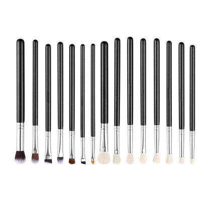 15-Piece Makeup Brush Set for Foundation Blending Eyeshadow, Professional Vegan Brushes with Soft Synthetic Bristles, Ergonomic Wood Handle & Aluminum Ferrule, Portable and Travel-Friendly VXN Beauty