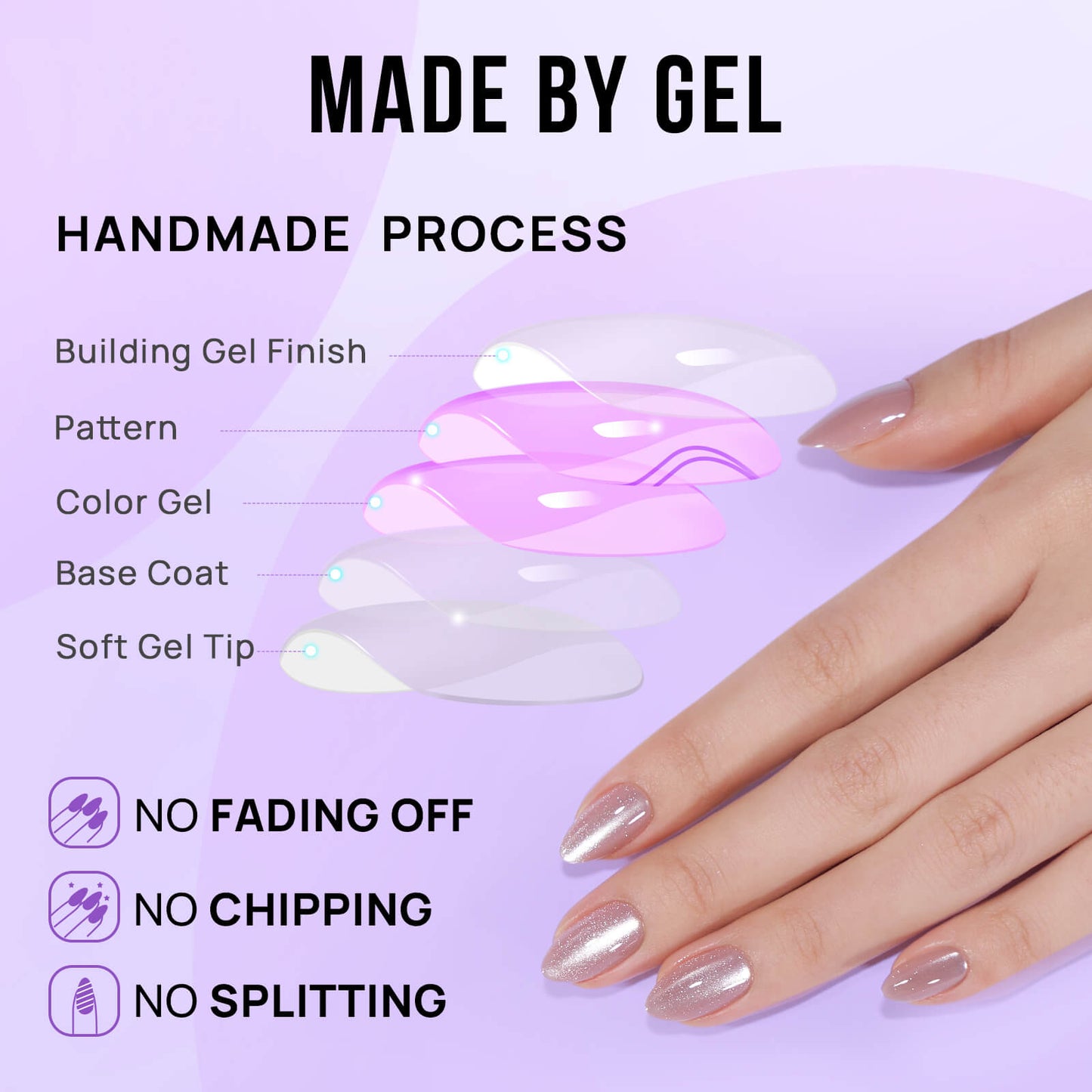 Falling Star Cat Eye Almond Nails - Soft Gel Press On